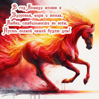 Открытки с годом Красной Огненной Лошади: 60+ картинок и поздравлений