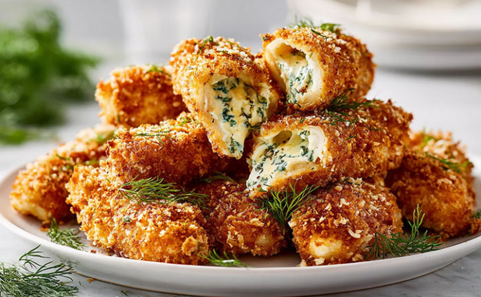 Рулетики из курицы в панировке. Начинка удивит