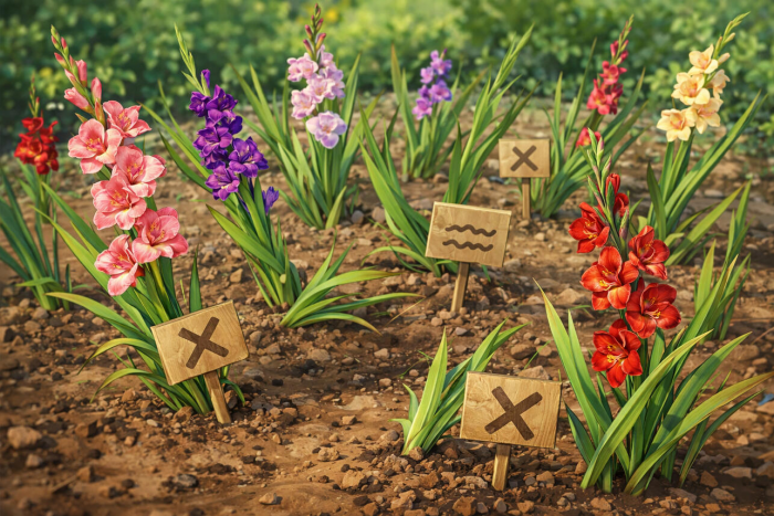 Чтобы не смотрели «в забор»: 3 ошибки при посадке гладиолусов, которые портят вид всей клумбы