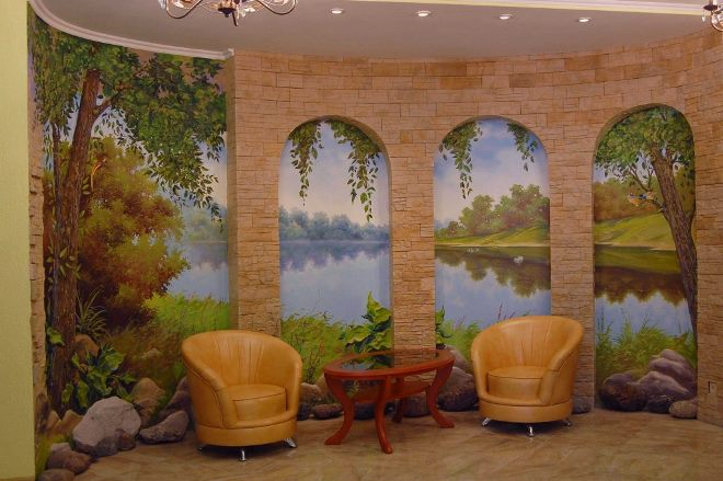 Роспись стен в квартире: несколько способов сделать свою комнату уютной и красивой (46 фото)