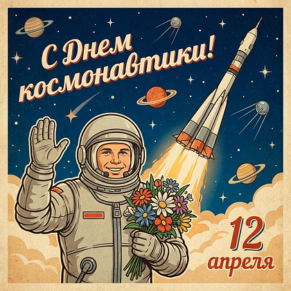 «Поехали!» Открытки с Днем космонавтики: 140+ картинок и поздравлений на 65-летие первого полета