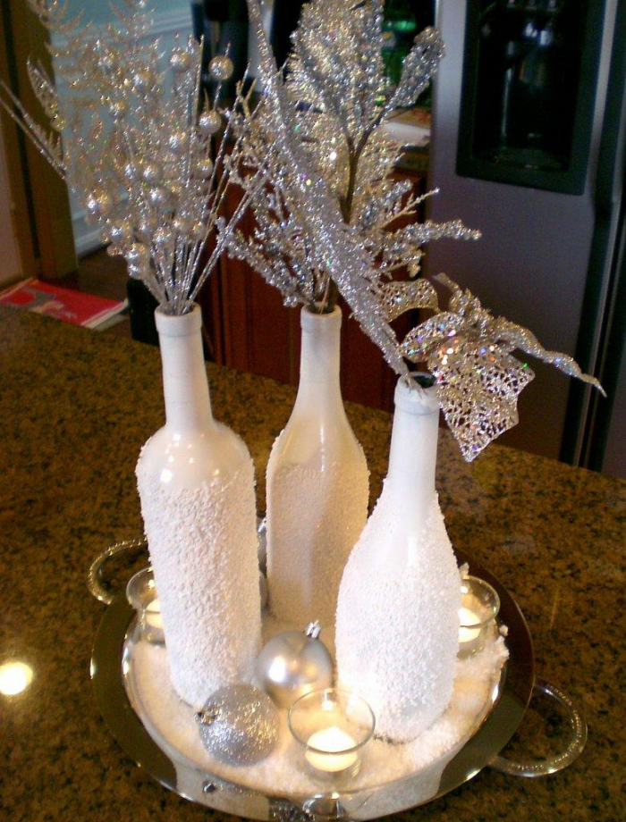 Декорирование бутылок различными материалами (58 фото)