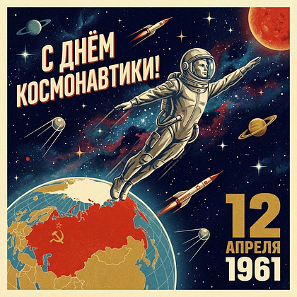 «Поехали!» Открытки с Днем космонавтики: 140+ картинок и поздравлений на 65-летие первого полета