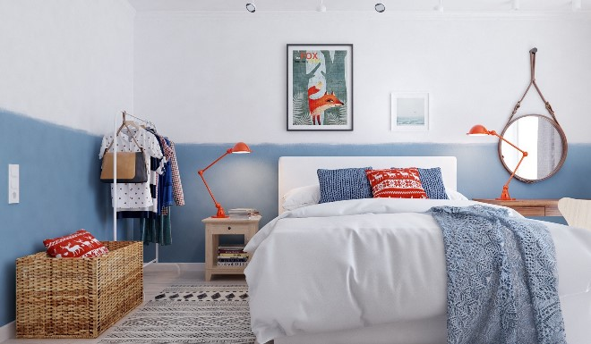 Голубые обои в спальне: как создать теплую и уютную обстановку (40 фото)