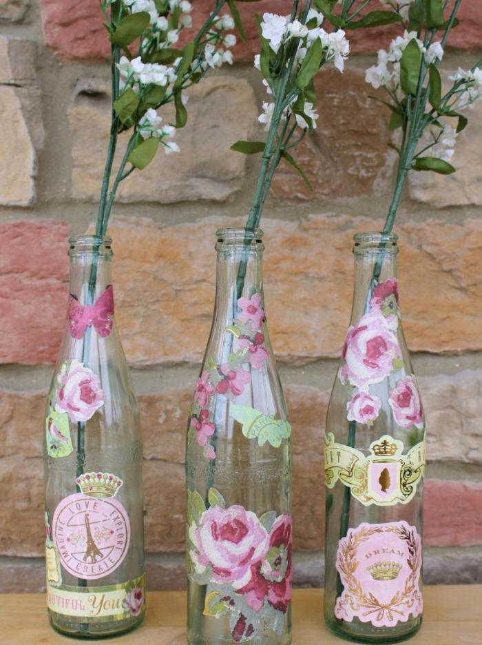 Декорирование бутылок различными материалами (58 фото)