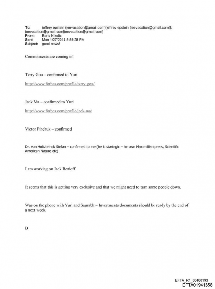 В опубликованных архивах Джеффри Эпштейна говорится, что его приглашал в Давос Виктор Пинчук, украинский олигарх, зять экс-президента Леонида Кучмы и ...