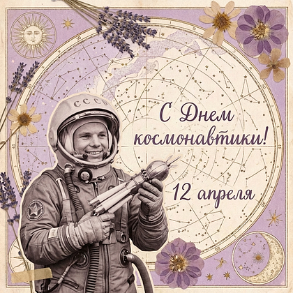 «Поехали!» Открытки с Днем космонавтики: 140+ картинок и поздравлений на 65-летие первого полета