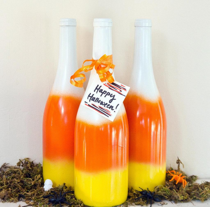 Декорирование бутылок различными материалами (58 фото)