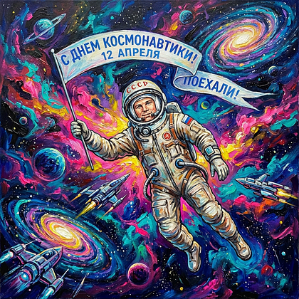 «Поехали!» Открытки с Днем космонавтики: 140+ картинок и поздравлений на 65-летие первого полета