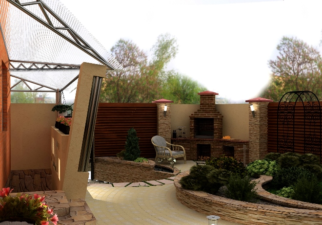 Дизайн двора частного дома: правила создания гармоничного пространства в разных стилях (124 фото)