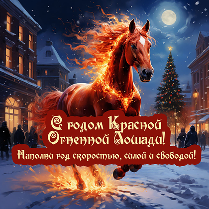 Открытки с годом Красной Огненной Лошади: 60+ картинок и поздравлений