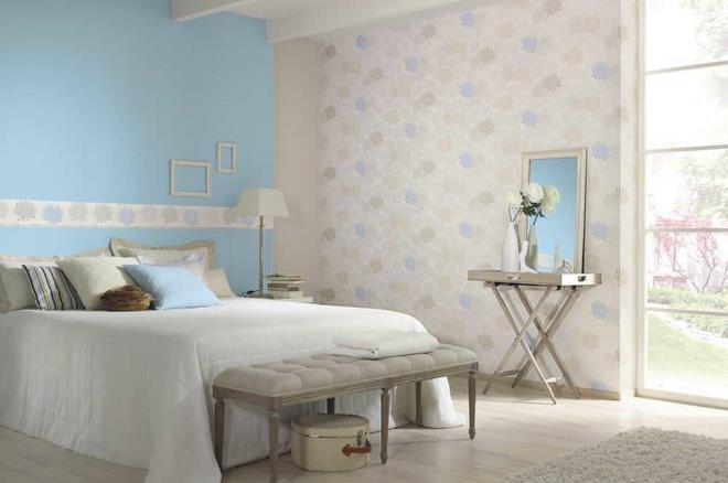 Голубые обои в спальне: как создать теплую и уютную обстановку (40 фото)