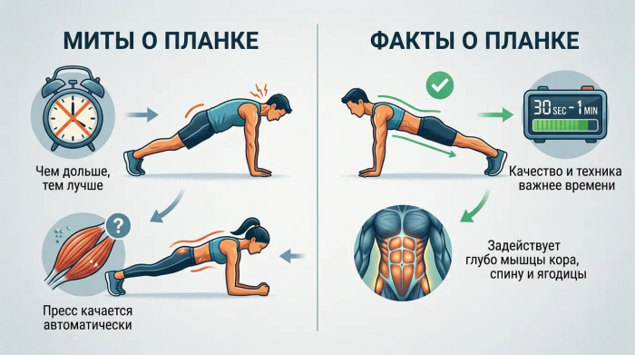 Сколько времени нужно держать планку, чтобы укрепить пресс и сохранить спину