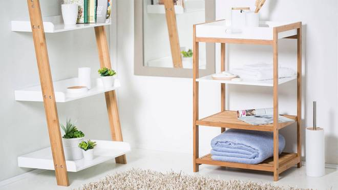 Полки в ванную комнату: фото, виды, материалы изготовления (78 фото)